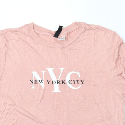 Womens UK Size S Divided by H&M Pink Basic T-Shirt