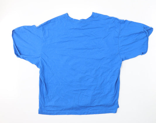 Primark Womens Blue  Cotton Basic T-Shirt Size 12 Round Neck