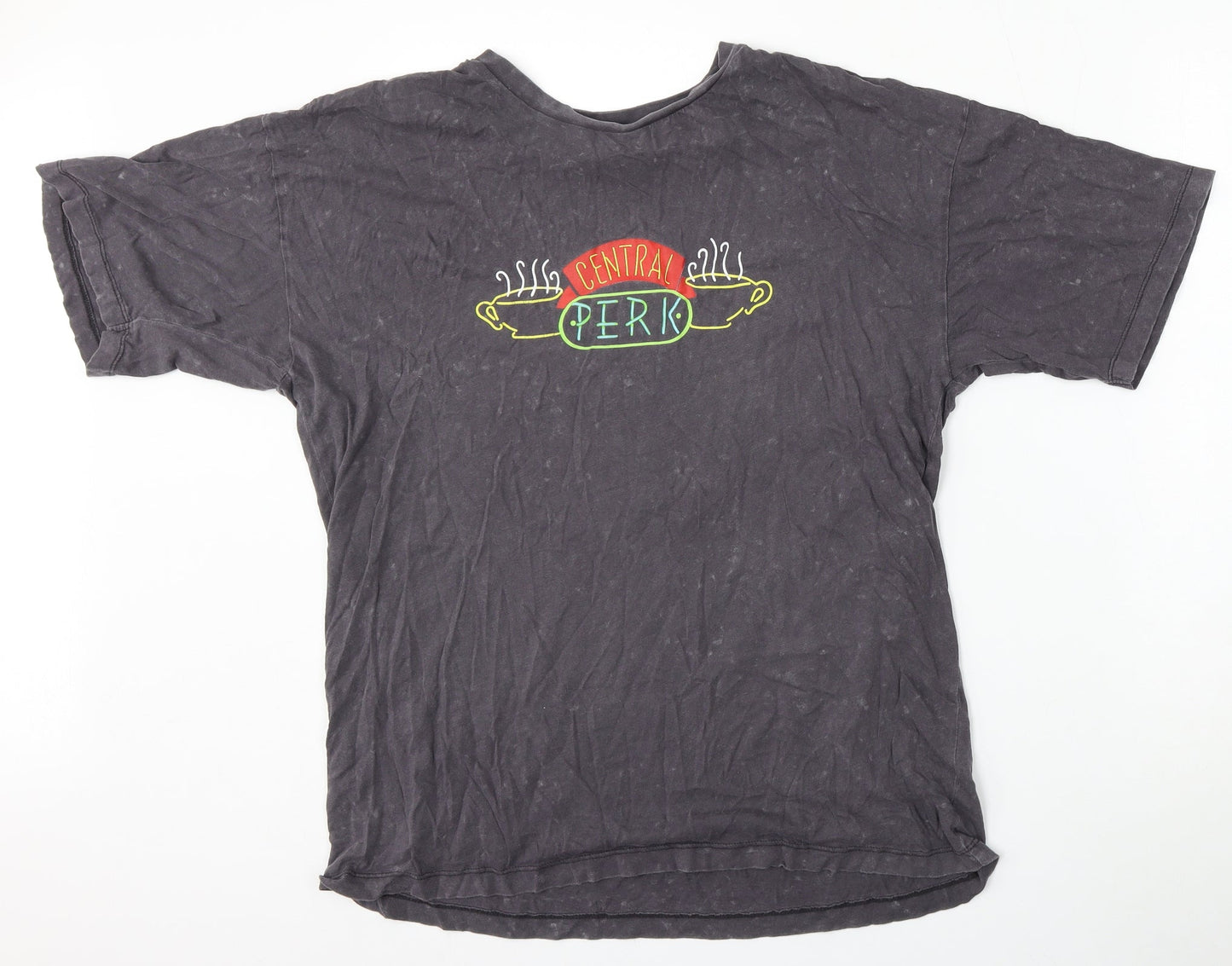 Primark Womens Grey  Cotton Basic T-Shirt Size 6 Round Neck - Friends