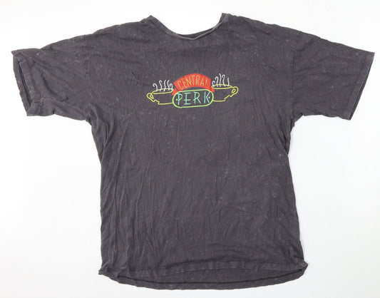 Primark Womens Grey  Cotton Basic T-Shirt Size 6 Round Neck - Friends