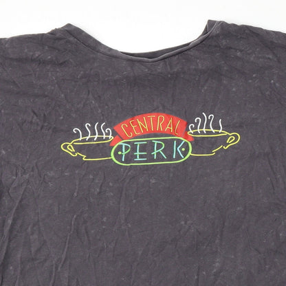 Primark Womens Grey  Cotton Basic T-Shirt Size 6 Round Neck - Friends