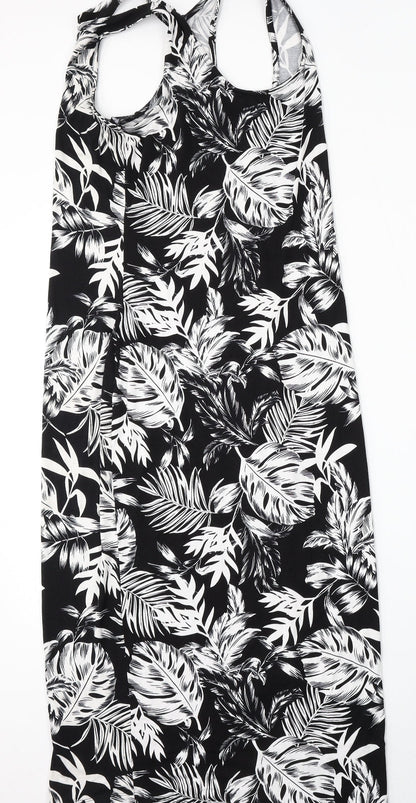 Peacocks Womens Black Floral Viscose Shift  Size 12  Round Neck