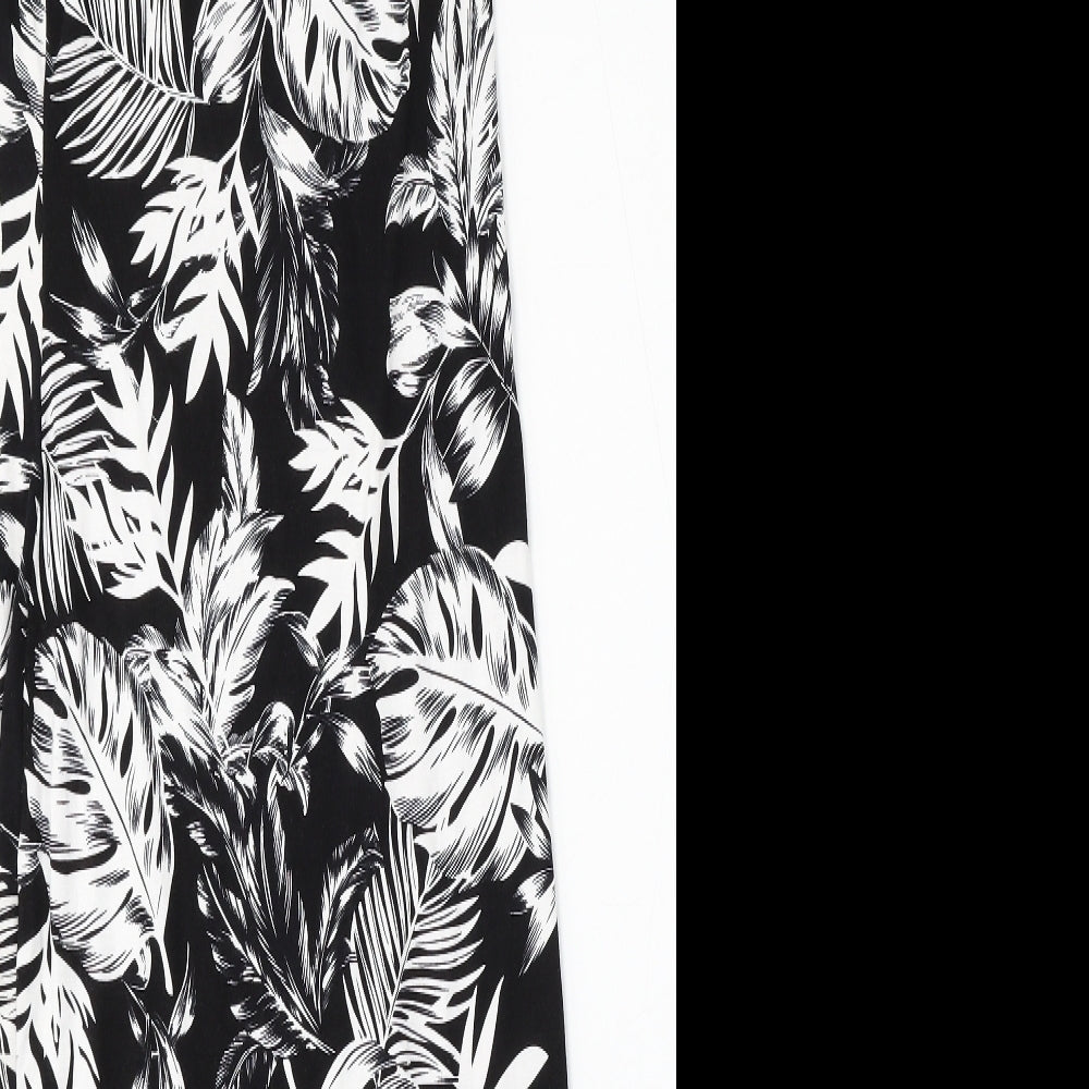 Peacocks Womens Black Floral Viscose Shift  Size 12  Round Neck