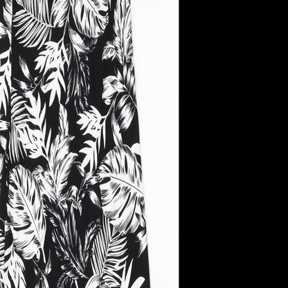 Peacocks Womens Black Floral Viscose Shift  Size 12  Round Neck