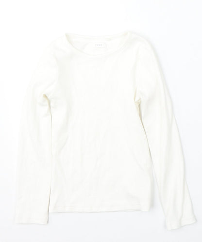 NEXT Girls White Round Neck  Cotton Pullover Jumper Size 7 Years