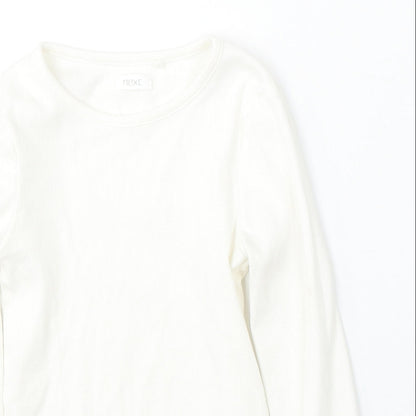 NEXT Girls White Round Neck  Cotton Pullover Jumper Size 7 Years