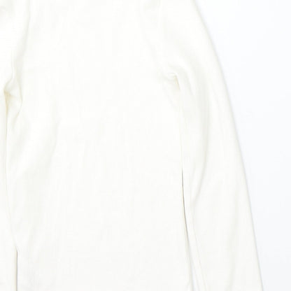 NEXT Girls White Round Neck  Cotton Pullover Jumper Size 7 Years