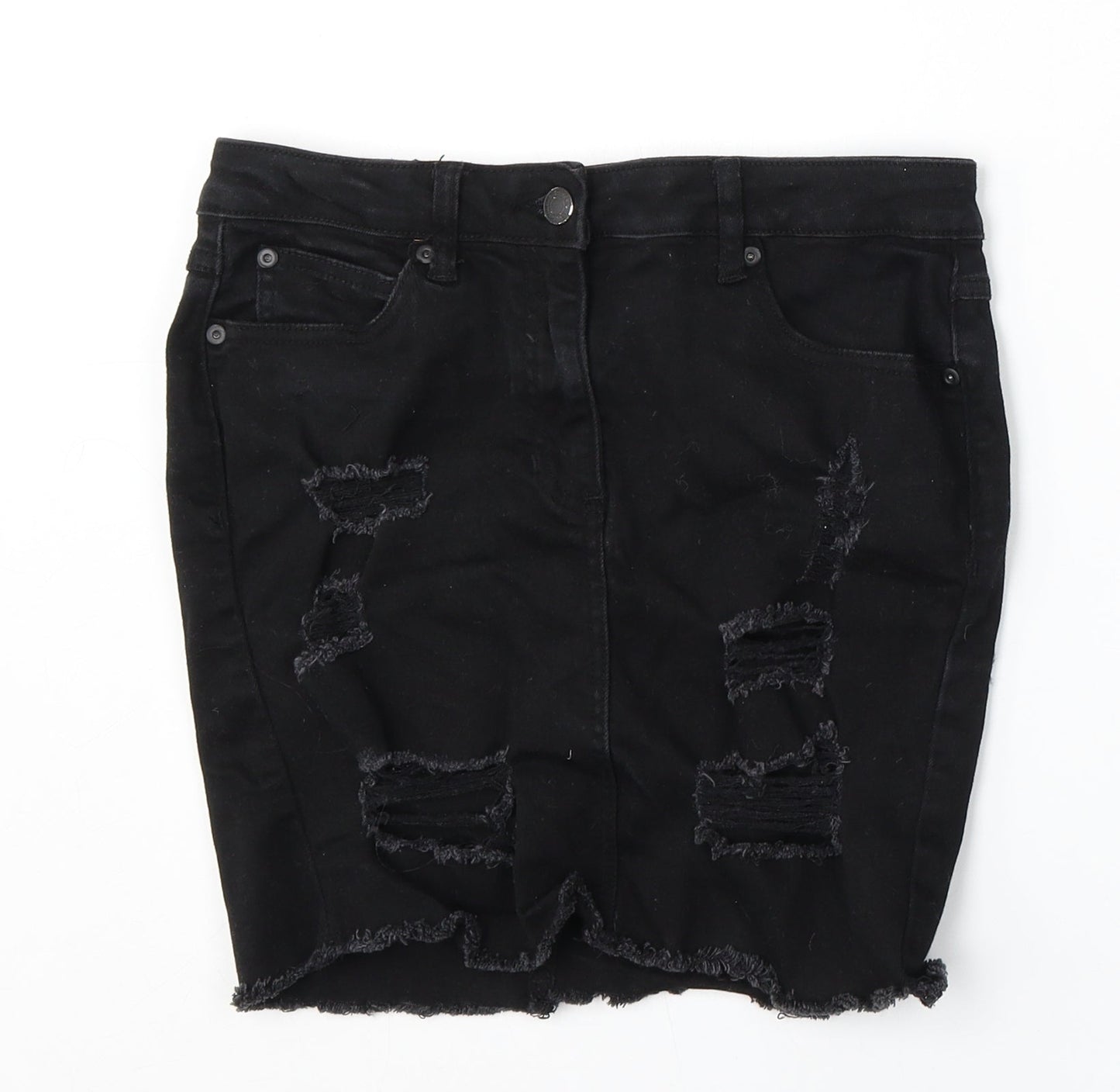 New Look Womens Black  Cotton Straight & Pencil Skirt Size 10