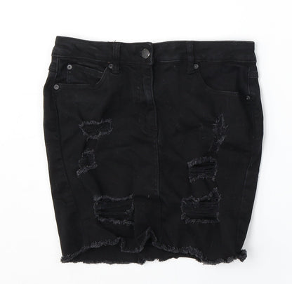 New Look Womens Black  Cotton Straight & Pencil Skirt Size 10