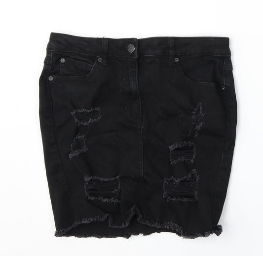 New Look Womens Black  Cotton Straight & Pencil Skirt Size 10