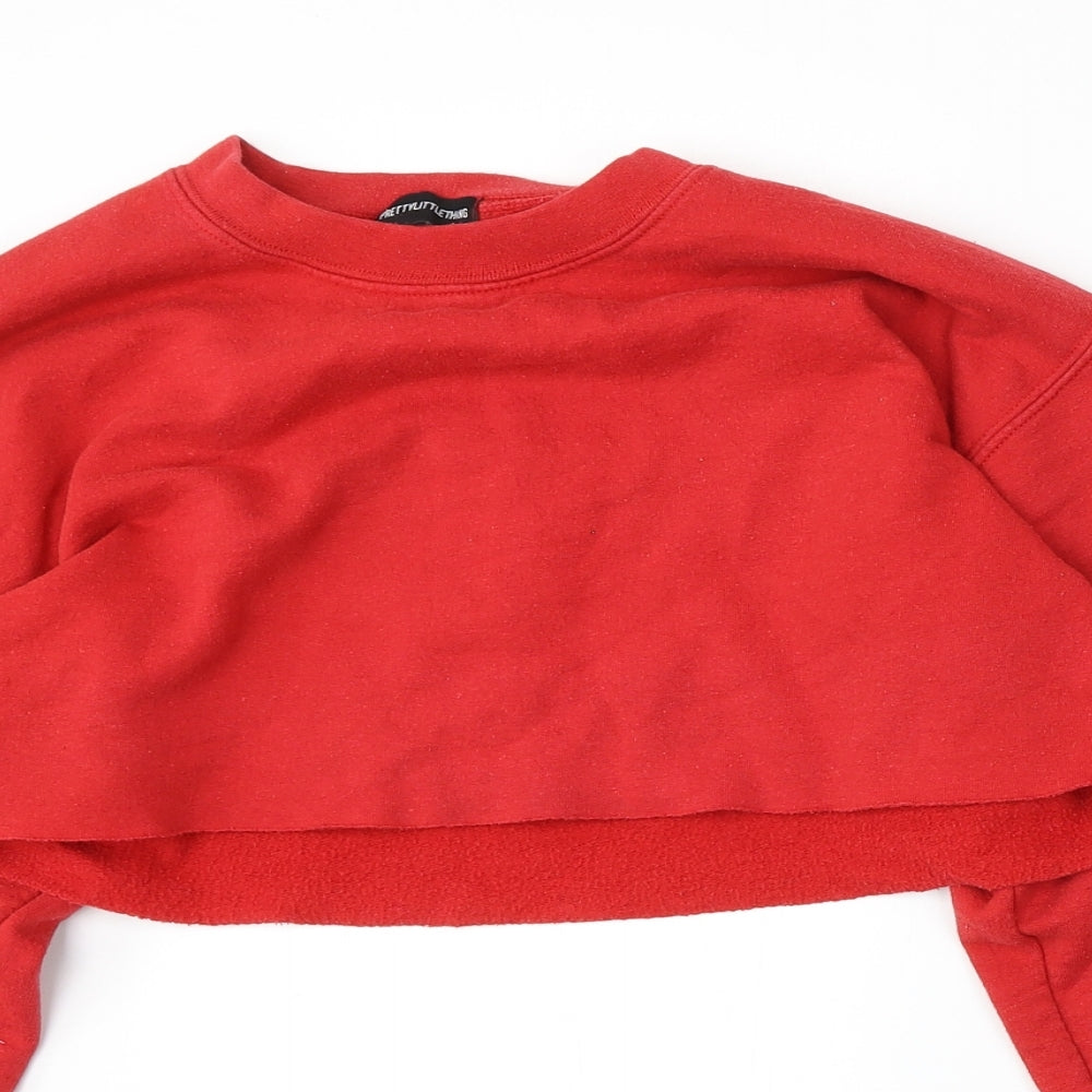 PRETTYLITTLETHING Womens Red  Polyester Pullover Sweatshirt Size S