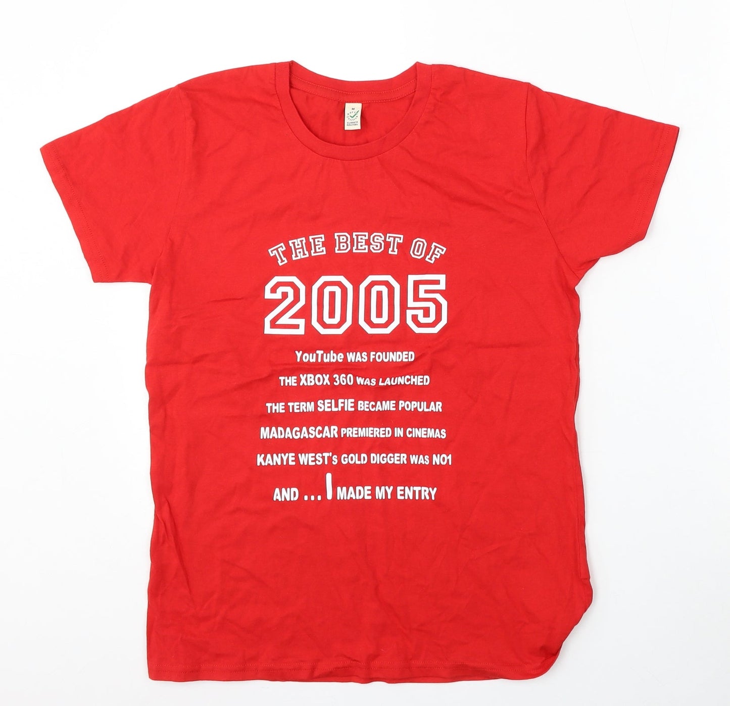 Womens UK Size M Earth Positive Red Basic T-Shirt