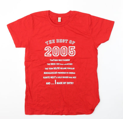 Womens UK Size M Earth Positive Red Basic T-Shirt