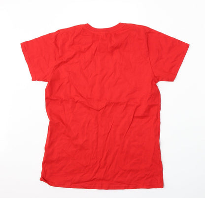 Womens UK Size M Earth Positive Red Basic T-Shirt