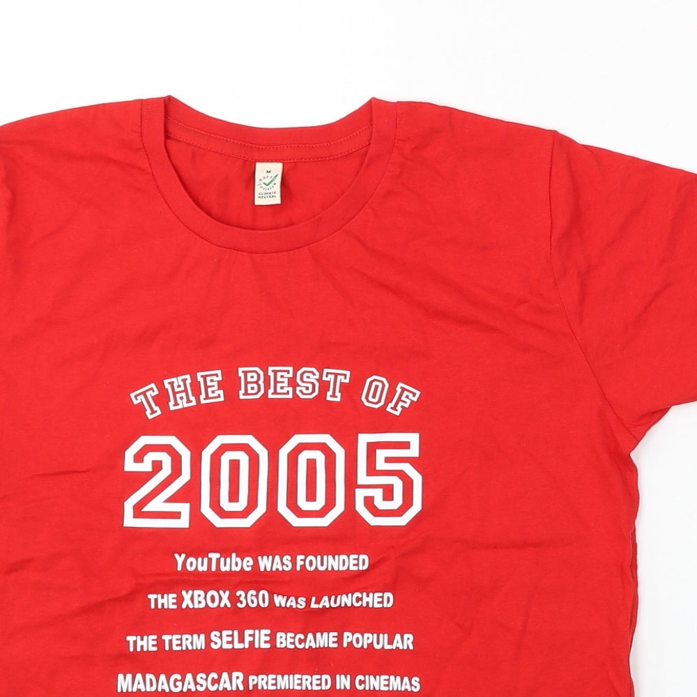 Womens UK Size M Earth Positive Red Basic T-Shirt