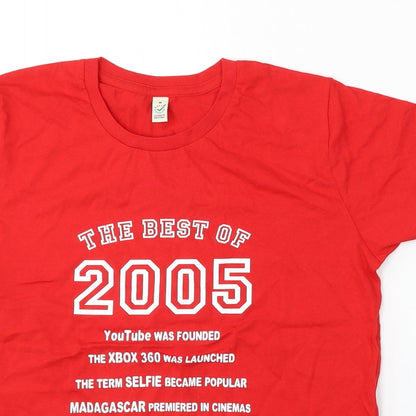 Womens UK Size M Earth Positive Red Basic T-Shirt