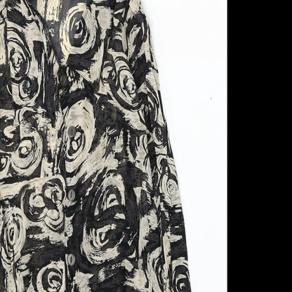 OffShore Womens Black Geometric Viscose Basic Button-Up Size S Collared
