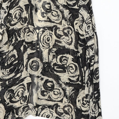 OffShore Womens Black Geometric Viscose Basic Button-Up Size S Collared