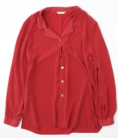 George Womens Red  Polyester Basic Button-Up Size 10 Collared