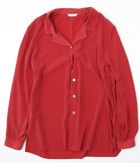George Womens Red  Polyester Basic Button-Up Size 10 Collared