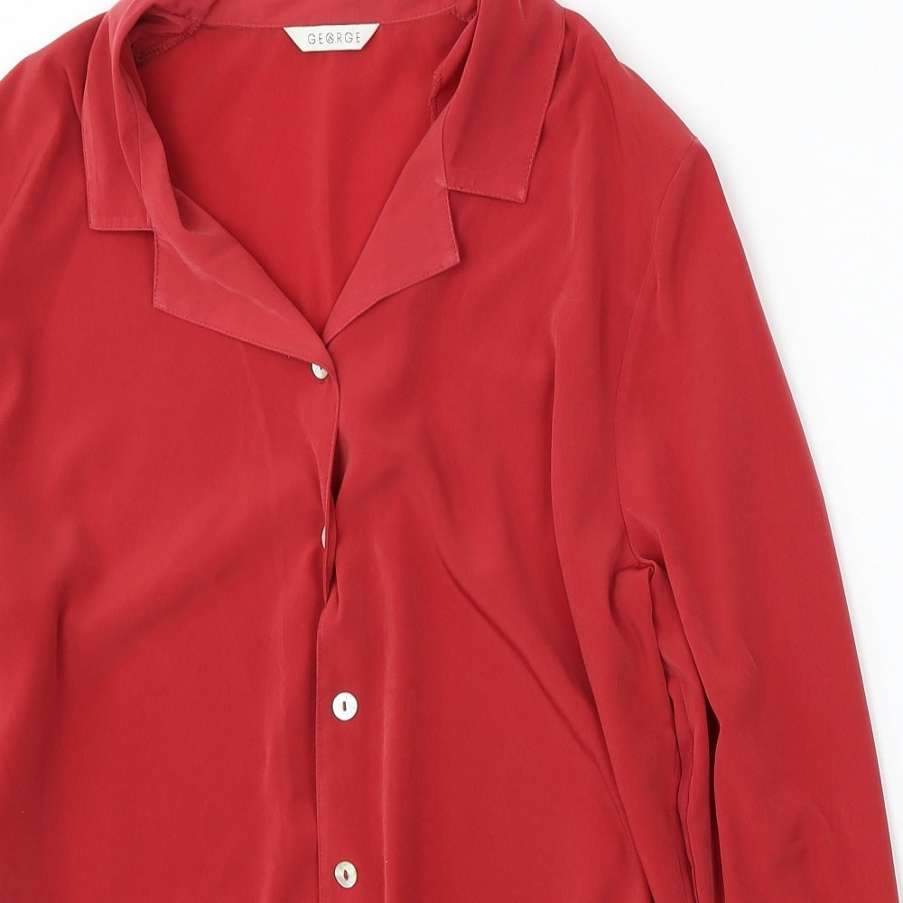 George Womens Red  Polyester Basic Button-Up Size 10 Collared
