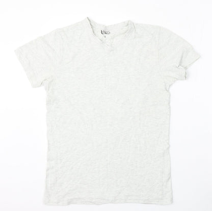 AW85 Mens Grey  Cotton  T-Shirt Size S V-Neck