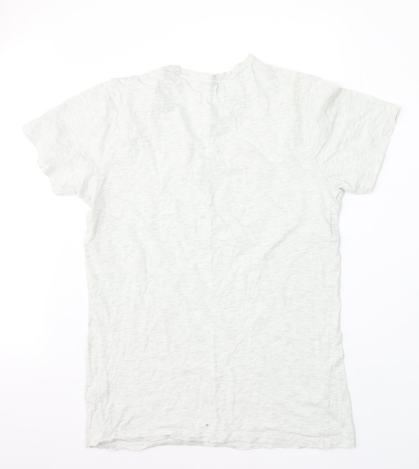 AW85 Mens Grey  Cotton  T-Shirt Size S V-Neck