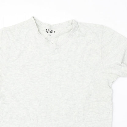 AW85 Mens Grey  Cotton  T-Shirt Size S V-Neck