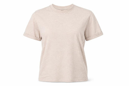 River Island Womens Beige  Cotton Basic T-Shirt Size S Round Neck