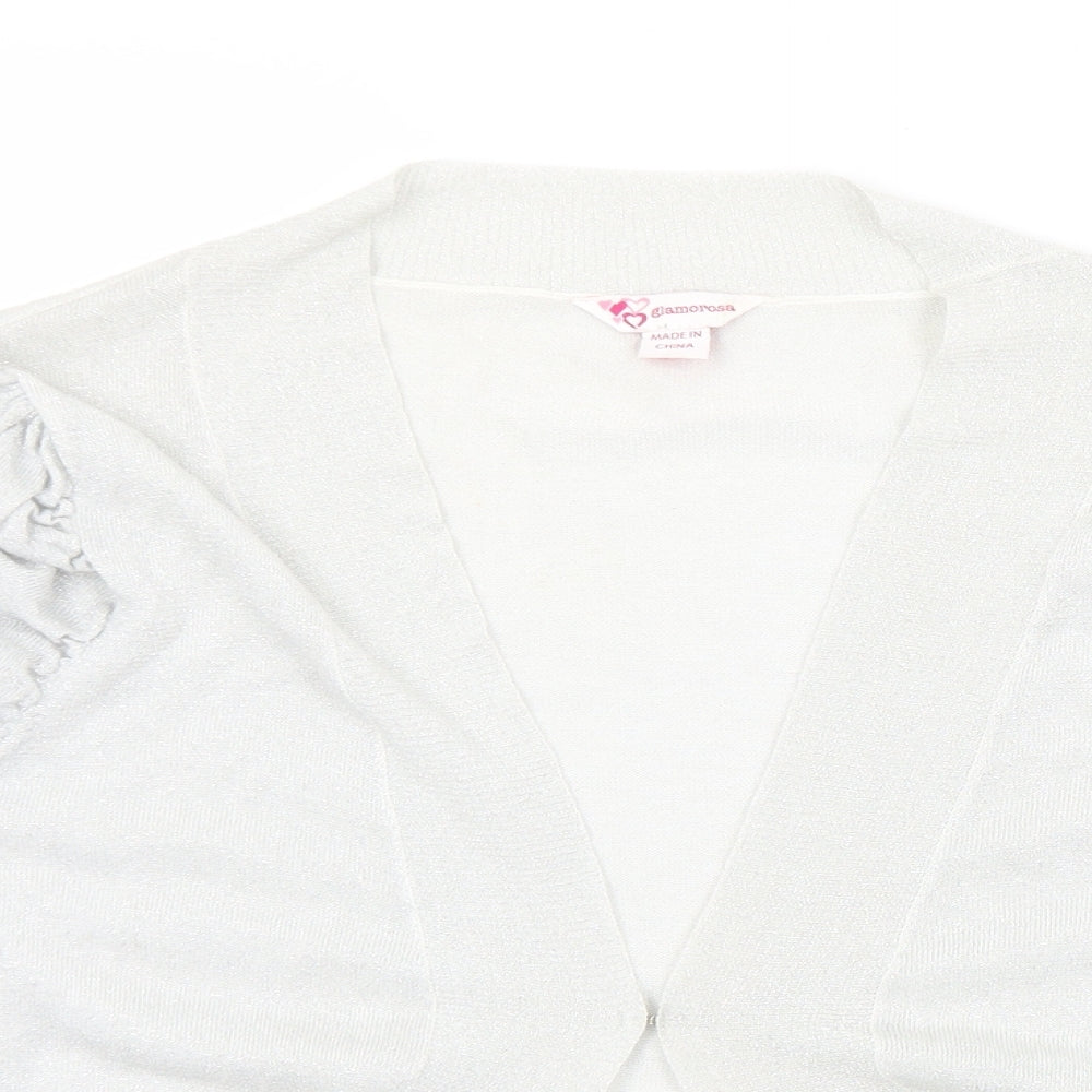 Womens UK Size 22 Glamorosa Silver Cardigan Jumper