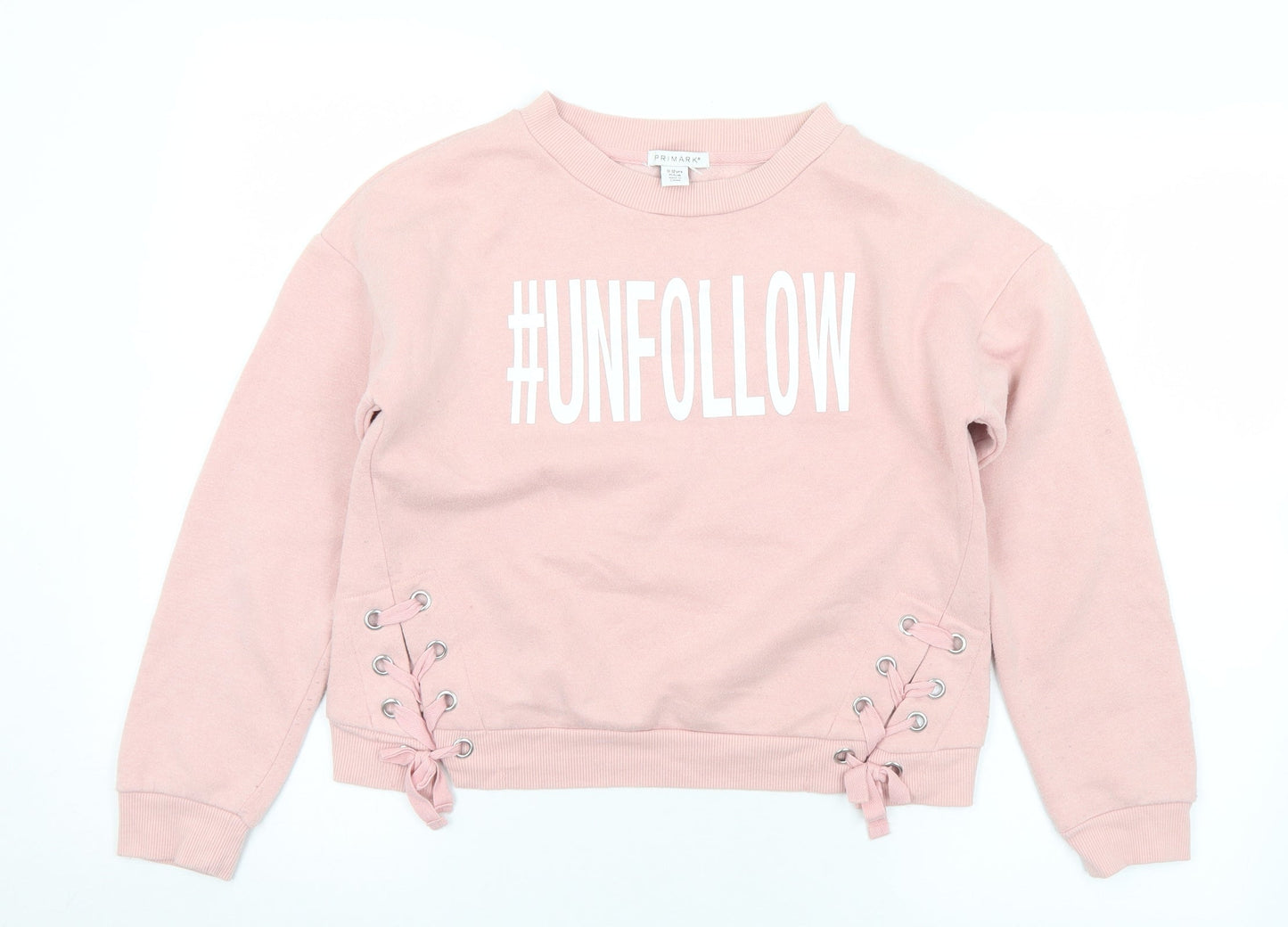 Primark Girls Pink  Polyester Pullover Sweatshirt Size 11-12 Years   - Unfollow