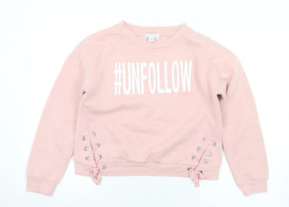 Primark Girls Pink  Polyester Pullover Sweatshirt Size 11-12 Years   - Unfollow