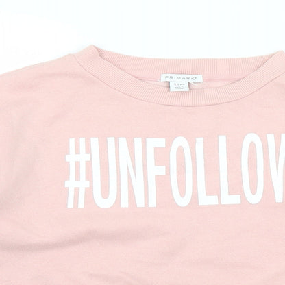 Primark Girls Pink  Polyester Pullover Sweatshirt Size 11-12 Years   - Unfollow