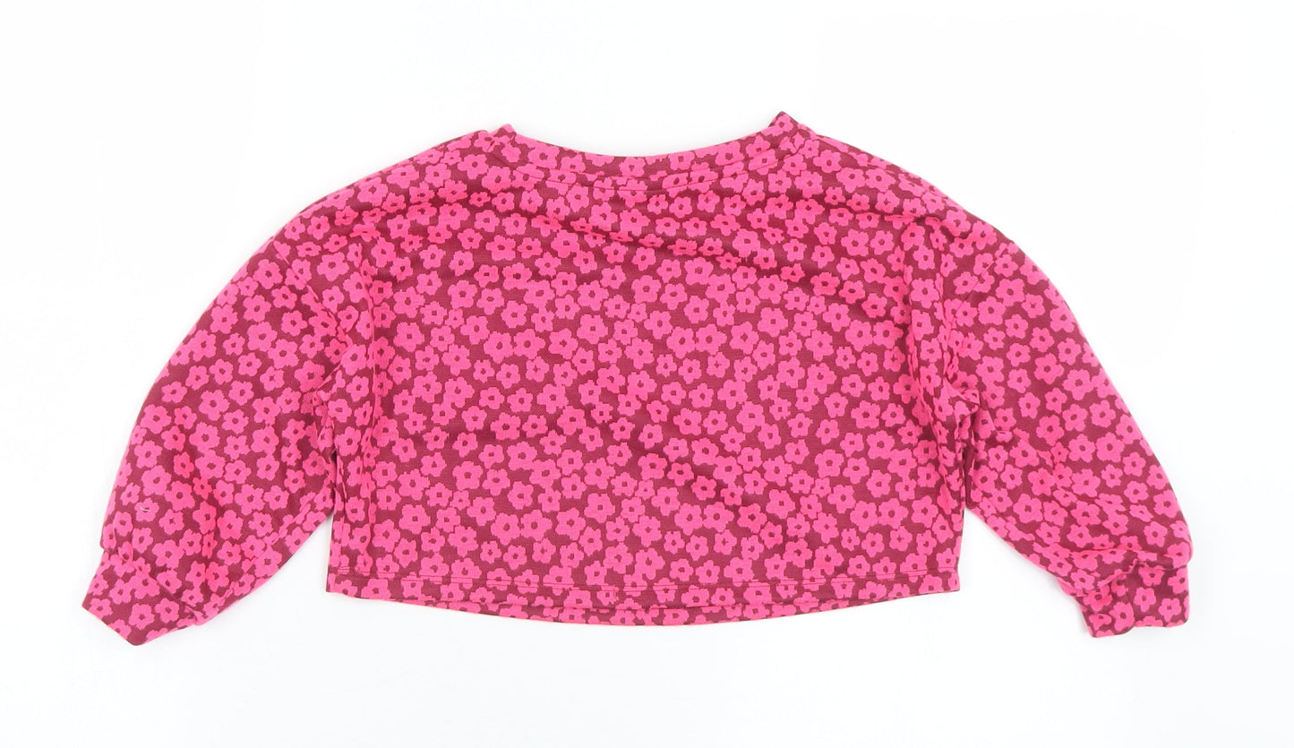 Matalan Girls Pink Floral Polyester Pullover Sweatshirt Size 5 Years