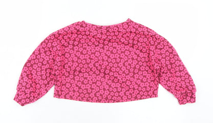 Matalan Girls Pink Floral Polyester Pullover Sweatshirt Size 5 Years