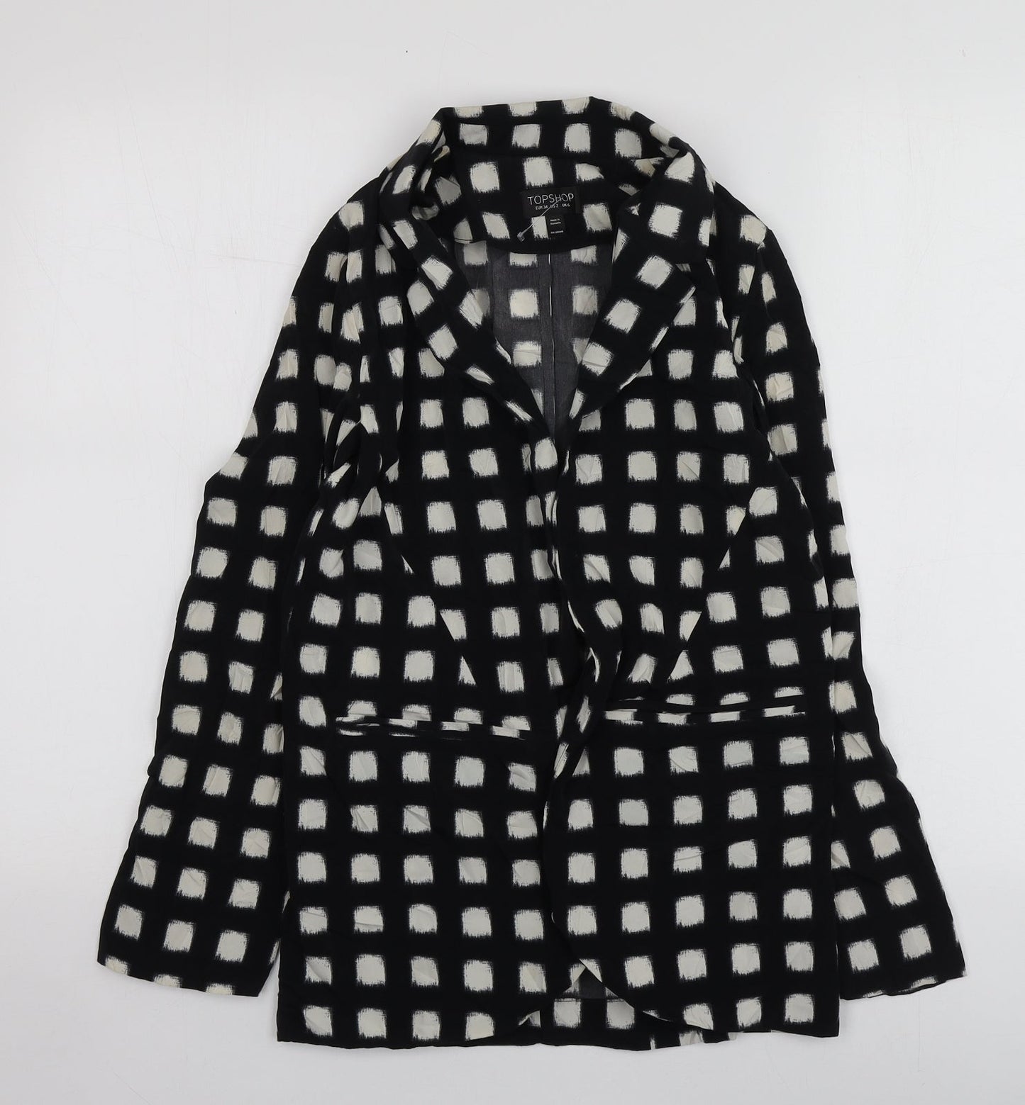 Topshop Womens Black Geometric Polyester Jacket Blazer Size 6