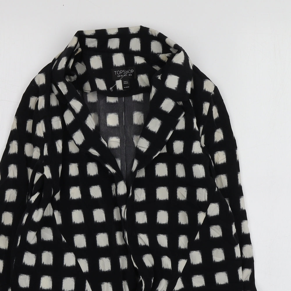 Topshop Womens Black Geometric Polyester Jacket Blazer Size 6