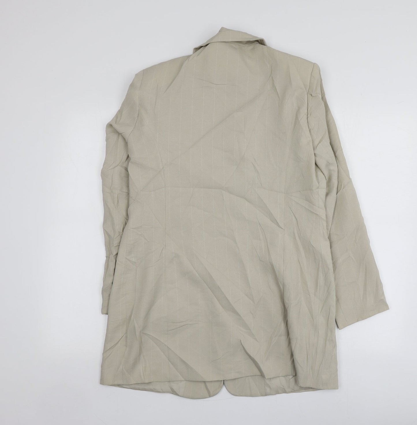 Classics Womens Beige Striped Polyester Jacket Blazer Size 14