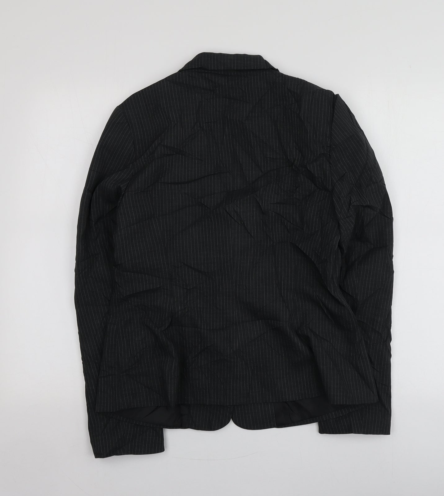 George Womens Black Striped Polyester Jacket Suit Jacket Size 14