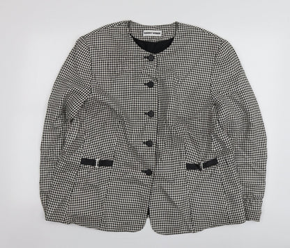 Gerry Weber Womens Beige Houndstooth Polyester Jacket Blazer Size 14