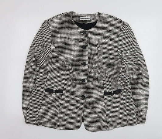 Gerry Weber Womens Beige Houndstooth Polyester Jacket Blazer Size 14