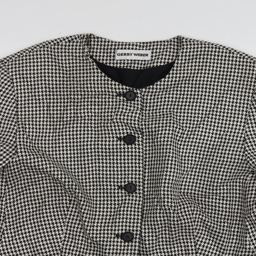 Gerry Weber Womens Beige Houndstooth Polyester Jacket Blazer Size 14