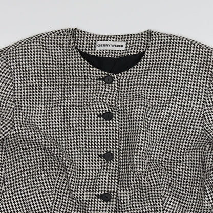 Gerry Weber Womens Beige Houndstooth Polyester Jacket Blazer Size 14
