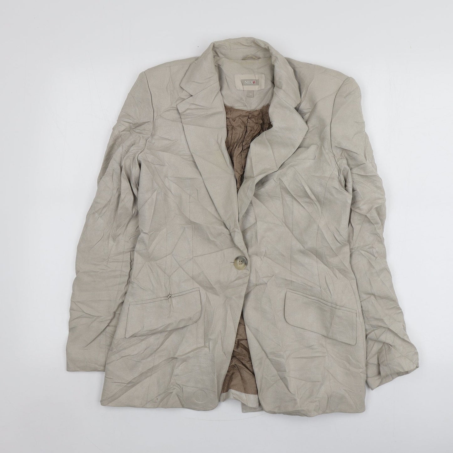 NEXT Womens Beige  Viscose Jacket Suit Jacket Size 12