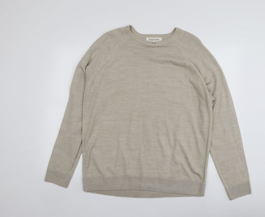 River Island Mens Beige Round Neck  Acrylic Pullover Jumper Size XL