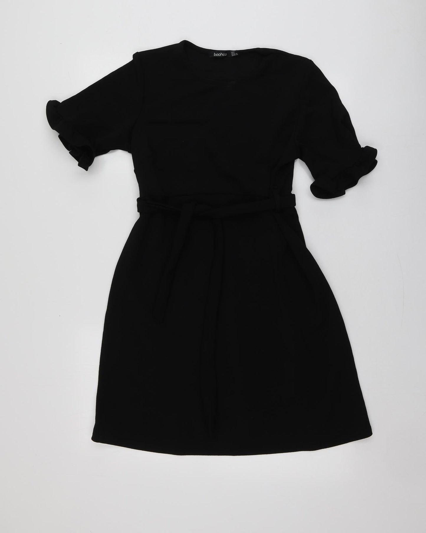 Boohoo Womens Black  Polyester Trapeze & Swing  Size 12  Round Neck