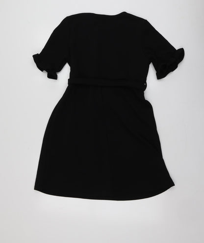 Boohoo Womens Black  Polyester Trapeze & Swing  Size 12  Round Neck