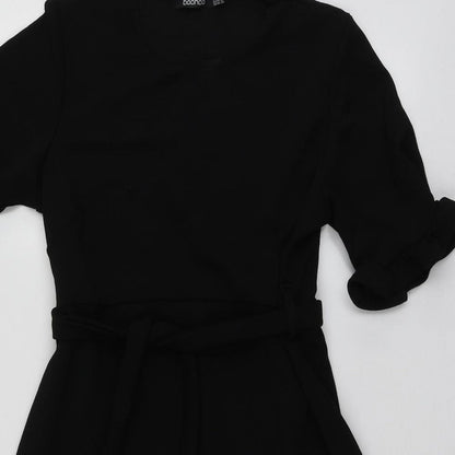 Boohoo Womens Black  Polyester Trapeze & Swing  Size 12  Round Neck