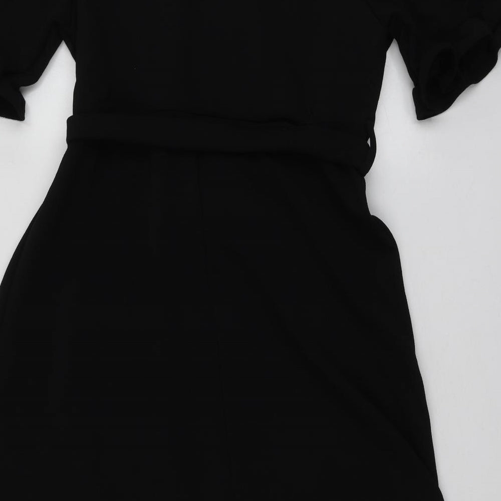 Boohoo Womens Black  Polyester Trapeze & Swing  Size 12  Round Neck