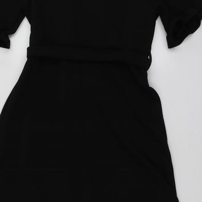 Boohoo Womens Black  Polyester Trapeze & Swing  Size 12  Round Neck